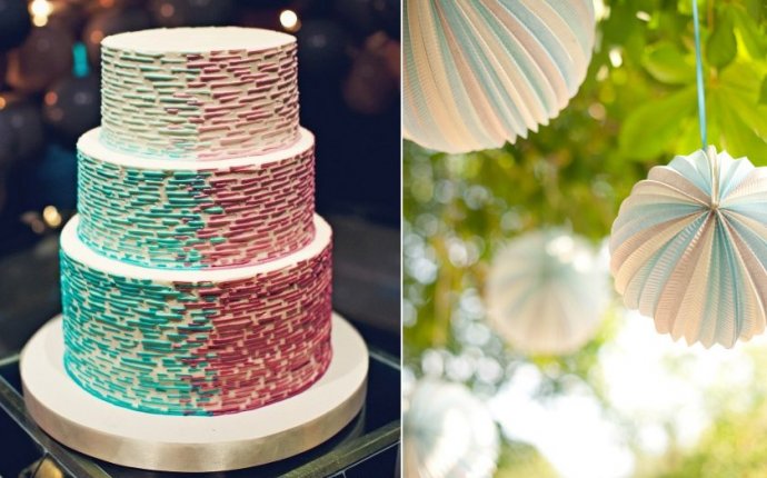 Green wedding colors ombre wedding cake paper lanterns