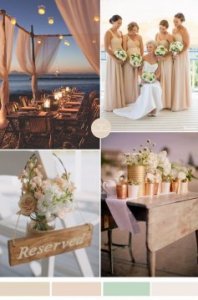 nude champagne and pale green beach wedding color inspiration ideas